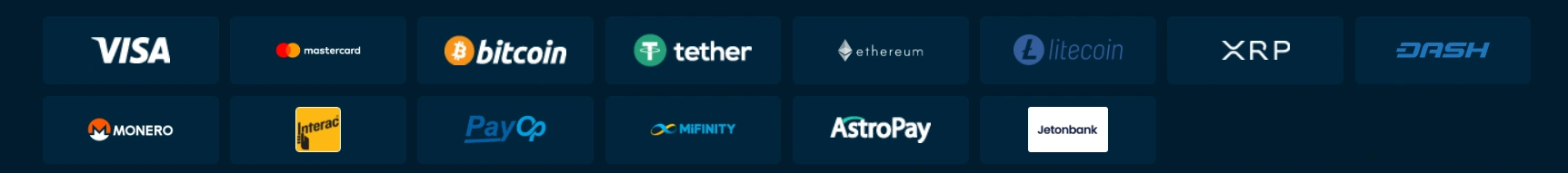 Payment methods accepted at Rolletto Casino UK